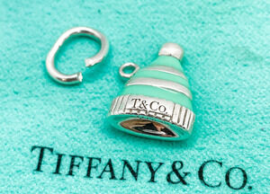 Tiffany & Co. Snow Hat Cap Winter Charm Pendant Blue Enamel Sterling Silver